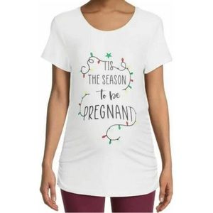 🆕 Time and Tru Maternity Tis The Season To Be Pregnant Christmas Ruched Shirt XL